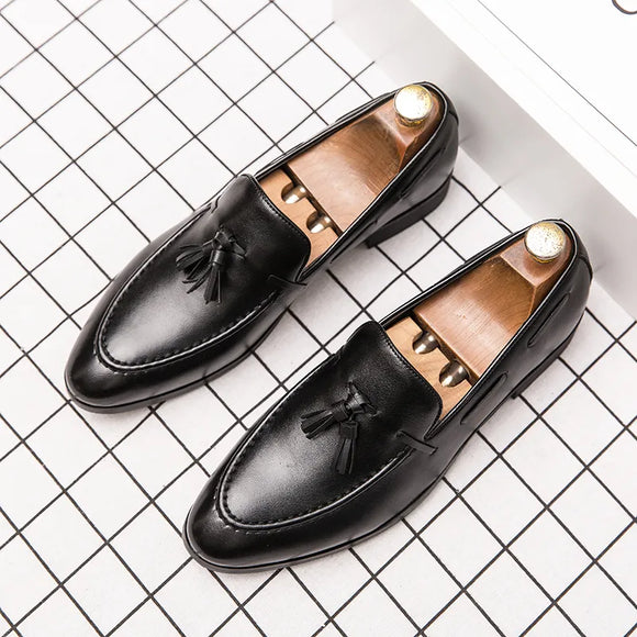 2023 Men Tassel Loafers Pu Leather Formal Shoes Slip On Dress Shoe Man Elegant Casual Footwear Free Shipping Mocassin Homme