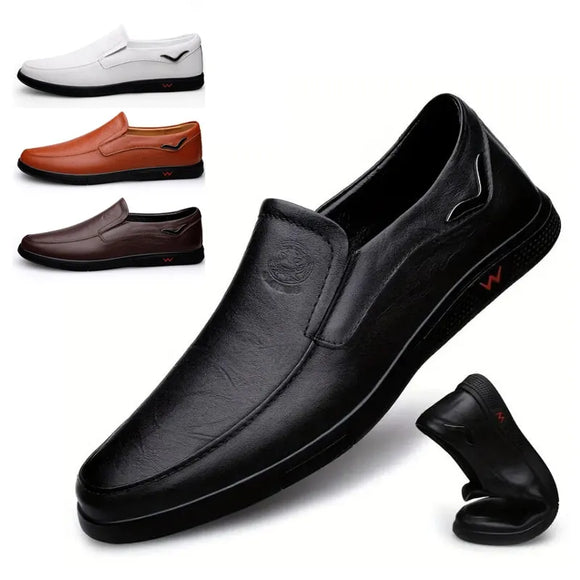 Fashion Men's Handmade Casual Slip On Shoes Genuine Leather Men Loafers Outdoor Comfortable Breathable Men Shoes