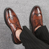 Fashion Brown Mens Dress Shoes Designer Italian Leather Shoes Men Luxury Casual Business Oxford Brogues Shoes For Men Moccasin