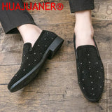 Fashion Luxury Dress Shoes Men Casual Mules Footwear Male Slip On Designer Rivet Shoes Party Loafers Big Size 38-47 Men's Shoes