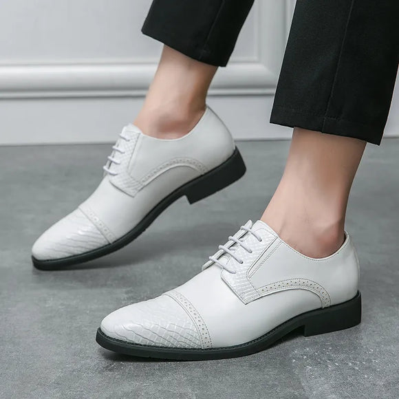 2023 Wedding Leather Shoes Business Shoes For Men Formal Dress Shoes White Luxury Oxford Shoes For Men Fashion Career Work Shoes