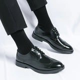 Gentleman Luxury Business Manager Brock Leather Shoes Classic British Style Oxford Wedding Shoes Men's Career Formal Dress Shoes