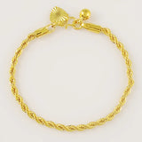 AGTEFFER 24K Gold Bracelet 3MM Twisted Rope Twisted Gold Plated Bracelet for Men & Women Wedding Jewelry Gifts