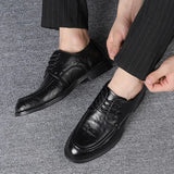 New Leather Casual Shoes For Men Italian Type Business Dress Shoes Street Leisure Comfortable Lace-up Derby Shoes