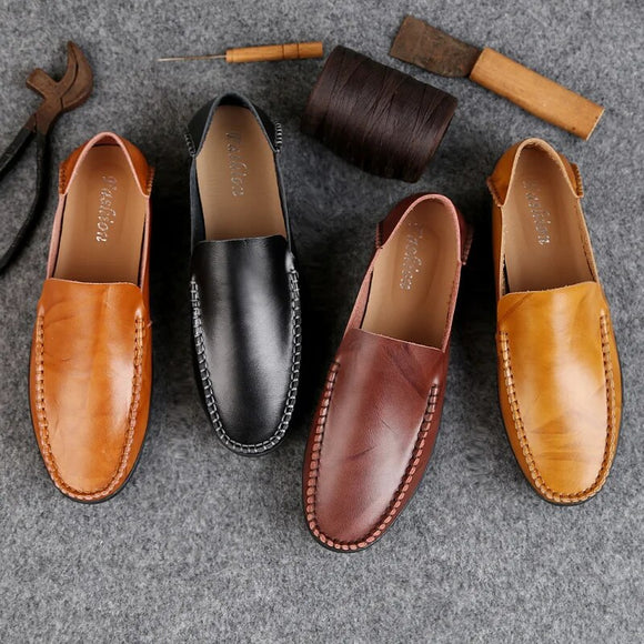 Men Simple Outdoor Walking Shoes 2023 Hot Sale Casual Shoes All-match Fashion Leather Loafers Lightweight Social Dress Shoes