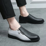New Men's Formal Shoes Zipper Business Black White Handmade Pu Leather Men Dress Shoes Size 38-46