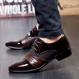 Classic Summer Brown Men Dress Shoes Size 38-48 Bright Low Heels Men's Business Shoes Fashion Comfortable Leather Shoes For Male