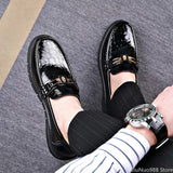 Men Genuine Leather Casual Shoes Comfortable Business Leisure Luxury Crystal Dress Shoes Party Cool Slip-on Loafers