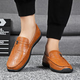 STRONGSHEN Men Casual Leather Shoes Luxury Brand High Quality Breathable Fashion Flats Driving Shoes Slip on Boat Shoe Moccasins