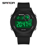 Sanda 9013 Silicone Strap Digital Movement Electronic Hand Clock 2023 New Watertight Outdoor Sports Chronograph Men Watch