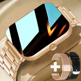 +2pc Straps Gold Smart Watch Men Women Stainless Steel Male Smartwatch For Android IOS 123+ Sports Fitness Tracker Trosmart G90
