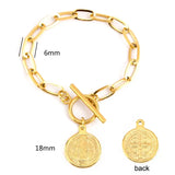 Toggle Bracelets for Women San Benito Saint Benedict Medal Our Lady Charm Pendant Stainless Steel Jewelry