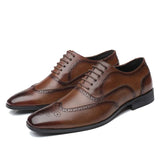 Men's Classic Retro Brogue Shoes Mens Lace-Up Leather Dress Business Office Flats Men Wedding Party Oxfords Zapatos Hombre