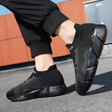 Shoes for Men Summer Breathable Mesh Sneakers Flat Shoes Lazy Running Shoes Fashion Casual Women Sock Shoes Large Size 35-47 New
