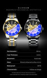 GLENAW Watch Automatic Men&#39;s Watch Skeleton Fashion Mechanical Watch Luxury Stainless Steel Waterproof Watch Men&#39;s Reloj Hombre