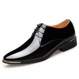 Men's Leather Shoes Low Top Soft Men's Dress Shoes Solid Color Men Premium Patent Leather Shoes White Wedding Shoes Large Size
