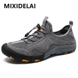 Fashion Men Sneakers Breathable Outdoor Men's Casual Shoes Genuine Leather Wading Hiking Shoes Summer Trekking Shoes Size 38-46