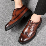 Fashion Brown Mens Dress Shoes Designer Italian Leather Shoes Men Luxury Casual Business Oxford Brogues Shoes For Men Moccasin