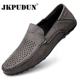 Men Shoes Casual Leather Hollow out Moccasins Men Breathable Slip on Driving Shoes Luxury Italian Men Loafers Plus Size 38-47