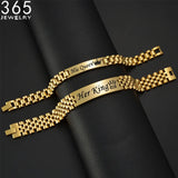 Customized Punk Style Stainless Steel Men Bracelet Engraved Name Date Thick Chain Bracelets for Women Couple Anniversary Jewelry