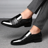 Black Patent Leather Shoes Slip on Formal Men Shoes Plus Size Point Toe Wedding Shoes for Male Elegant Business Casual Shoes