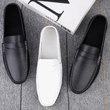 Summer Mens Casual Loafers Leather Loafer Shoes For Men Fashion Light Flats Man White Sneakers Slip-On Driving Big Size 38-47