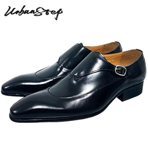 Luxury Men Monk Shoes Coffee Black Buckle Strap Loafers Men Casual Dress Shoes Formal Business Wedding Leather Shoes Men