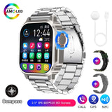 AMOLED Screen Smart Watch 485*520 HD Pixel Compass GPS Motion Track Fitness Watch AI Voice Bluetooth Call Smart Watch Men Women