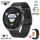 LIGE AMOLED 454*454 Screen New Men Smart Watch Sports NFC Access Control Smartwatch Bluetooth Call Clock Waterproof For Men 2023