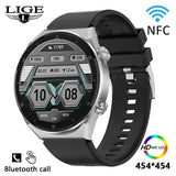 LIGE AMOLED 454*454 Screen New Men Smart Watch Sports NFC Access Control Smartwatch Bluetooth Call Clock Waterproof For Men 2023