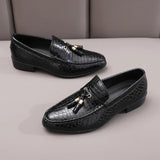 HKDQ Business Casual Tassels Leather Shoes For Men Trendy Red Elegant Man Dress Shoes Comfort Slip-on Social Men's Formal Shoes