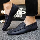 Korean version  fashion Breathable  men's leather shoes male casual sinle Shoes lightweight driving shoes