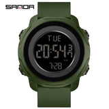 Sanda 6122 New Fashion Outdoor Sports Men Silincone Strap Waterproof Digital Movement Electronic LED Alarm Mode Wrist Watches