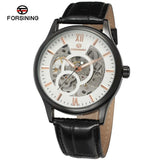 2023 New FORSING Men&#39;s Mechanical Watch Black Fashion Casual Manual Wrist Stainless Steel Watch Band