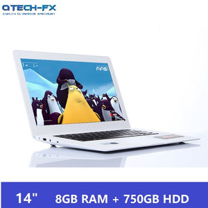 14.1inch Intel Pentium Fast Laptop 8GB RAM 750GB HDD Windows 10 Notebook Rusiness Arabic AZERTY Spanish Russian Keyboard