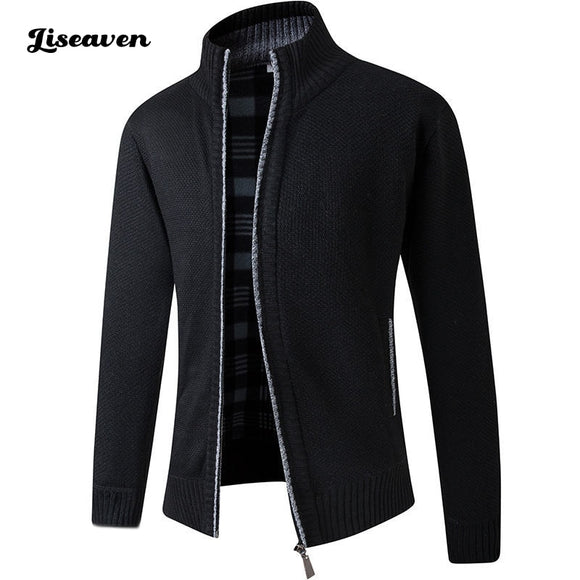 Liseaven 8 Colors Thick Winter Jacket Men Sweaters Warm Zipper Cardigan Sweaters Man Casual Coat Knitwear Sweatercoat