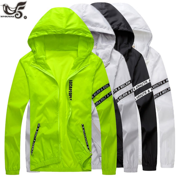 Men`s windbreaker summer Sun protection jacket outwear sports Cycling Thin  hooded coats men jaqueta masculina Brand clothing
