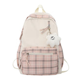Cute Girl Lattice Travel School Bag Fashion Lady Kawaii Book Backpack Trendy College Cool Female Plaid Backpack Women Laptop Bag