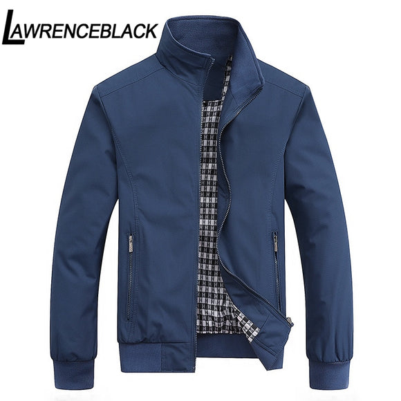 LAWRENCEBLACK Mens New Arrived Jackets Men Spring Autumn Casual Jacket Solid Color Stand Collar Coat Men Business Jacket 2021