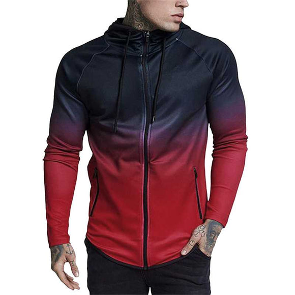 2021 Men Autumn Spring Jacket Gradient Printing Design Man Fashion Hoodies Casual Hooded Coats Big Size S-5XL