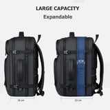 CROSSTEN 40L Large Capacity Expandable Backpacks USB Charging 17 inch Laptop Bags Waterproof Multifunctional Business Travel Bag
