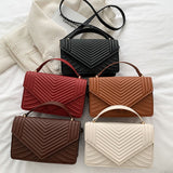 Fashion Solid Color Handbags For Women High Quality Soft Leather Female Shoulder Bag Retro Ladies Crossbody Bag Square Purses