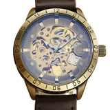 SHENHUA Retro Luxury Men&#39;s Mechanical Movement Wristwatch Leather Strap Unique Hollow Design Big Dial Watch Fashion Gift Set New