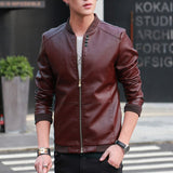 2020 Autumn Winter Men&#39;s Leather Jacket Coat Stand Collar Plus Size 4XL Causal Slim Fit Pu baseball Jackets hombre jaqueta couro