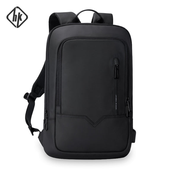Hk Slim Laptop Backpack Men 14 Inch Office Work Women Backpack Thin Business Bag Unisex Black Ultralight Small Backpack School