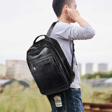 New Natural Cowskin 100% Genuine Leather Men&#39;s Backpack Fashion Large Capacity Shoolbag For Boy Leather Laptop Backpack Bag