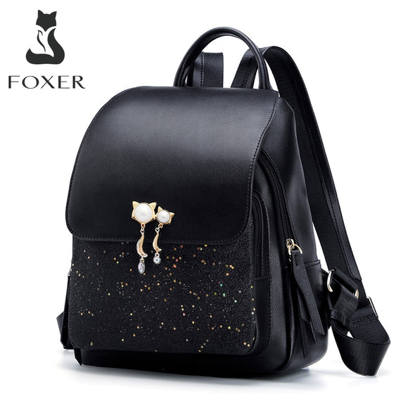 FOXER Brand Women Patchwork Zipper Large Capacity Backpack New Design Female College Bags Teenage Girls School Shoulder Bag