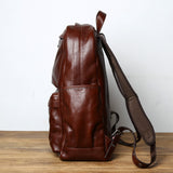 NZPJ Leather Men&#39;s Backpack European and American Fashion Travel Bag Vintage Head First Layer Cowhide Leisure Backpack
