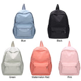 Simple Solid Color Shoulder Women Backpacks Nylon Large Capacity Travel Knapsacks Girls Student Daily Zipper Schoolbags
