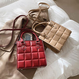 Fashion Plaid Square Women Handbag Pu Leather Shoulder Bag Designer Retro Large Capacity Crossbody Bag Casual Female Bag